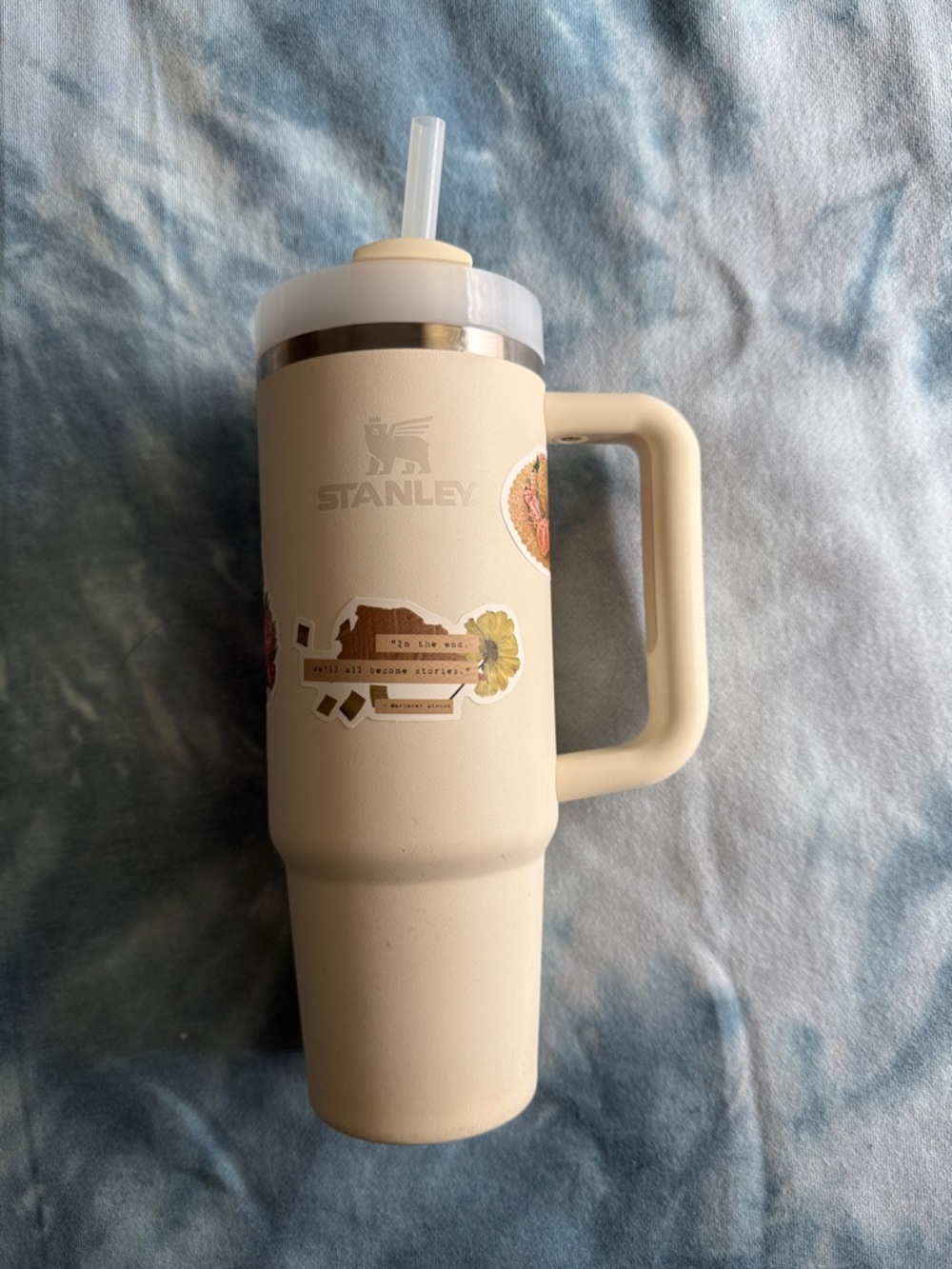 Stanley Cream Insulated Tumbler with Handle and Straw